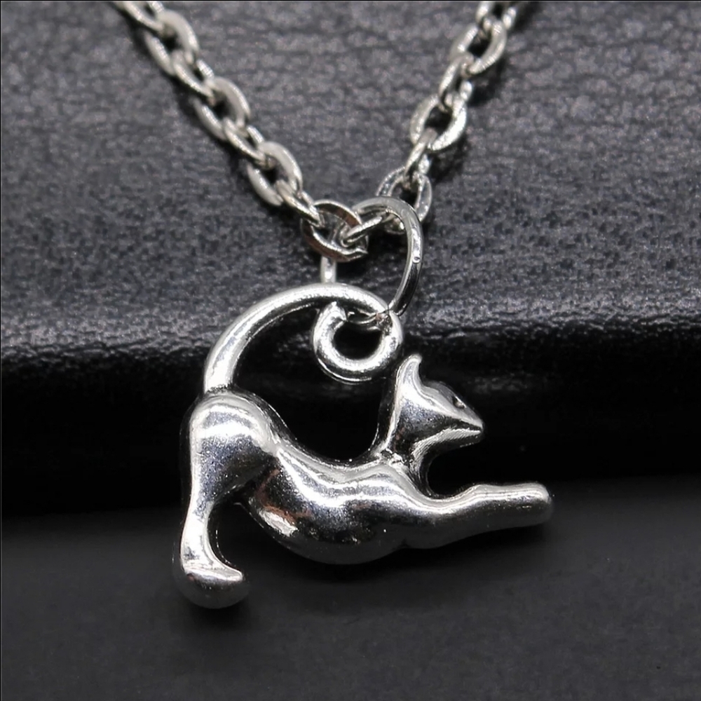 Cat kitty necklace 3D cat person pendant
